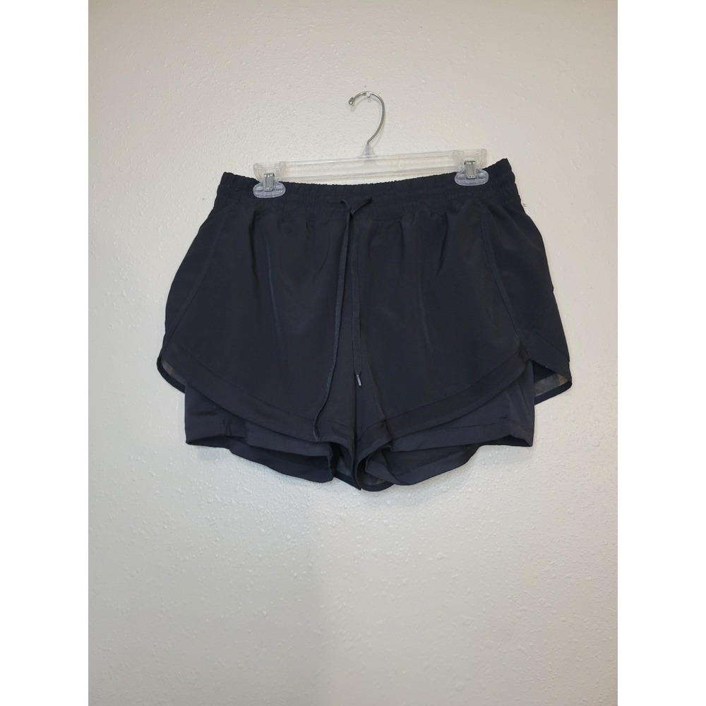 90 Degree By Reflex 2 in 1 Womens Shorts Black Running Athletic Gym Workout Sz L